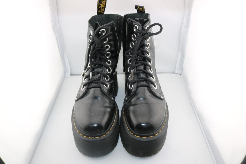 Dr. Martens Jadon Max Black Buttero Leather Platform Boots Women's US 7